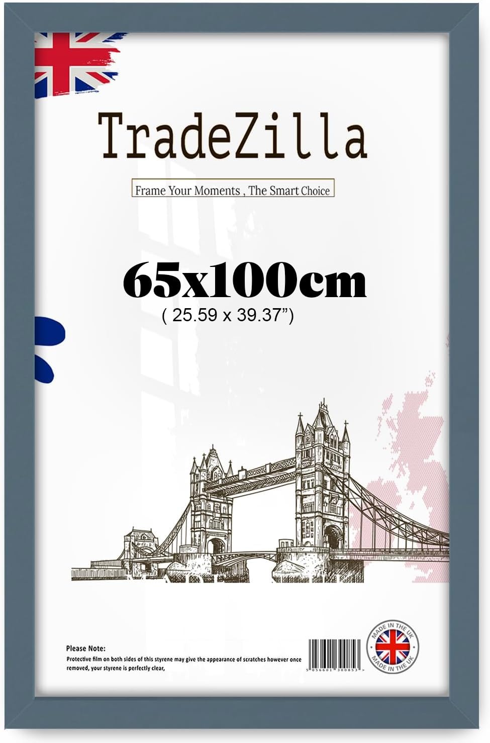 Tradezilla Dark Grey Mdf Poster Frame 65X100 Cm | Eton Wood Finish Picture Frame For Modern Wall Art, Prints & Home Décor - (Dark Grey)