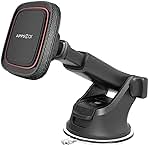 APPS2Car Magnetic Phone Mount for Car – Industrial Suction Cup Dashboard & Windshield Holder with Telescopic Arm, 6 Strong Magnets – Universal Fit for iPhone & Android (Metal Plate Required)