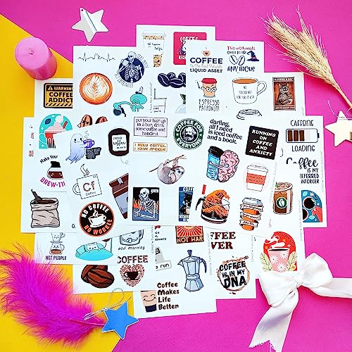 BulbaCraft 100Pcs Coffee Stickers
