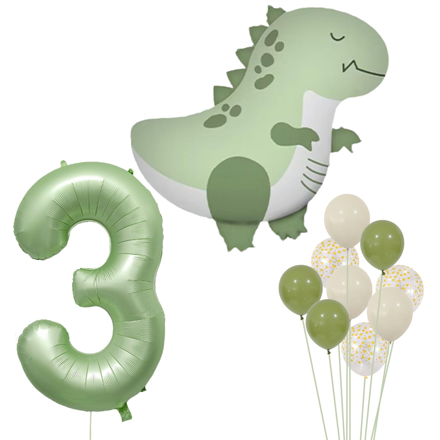 Dinosaur 3rd Birthday Decorations, Complete Dinosaur Theme 3rd Birthday Balloons Set, Funny DinosaurBalloon, Green Dino Party Decoration for Boys and Girls for 3 Years Old Kids BirthdayParty