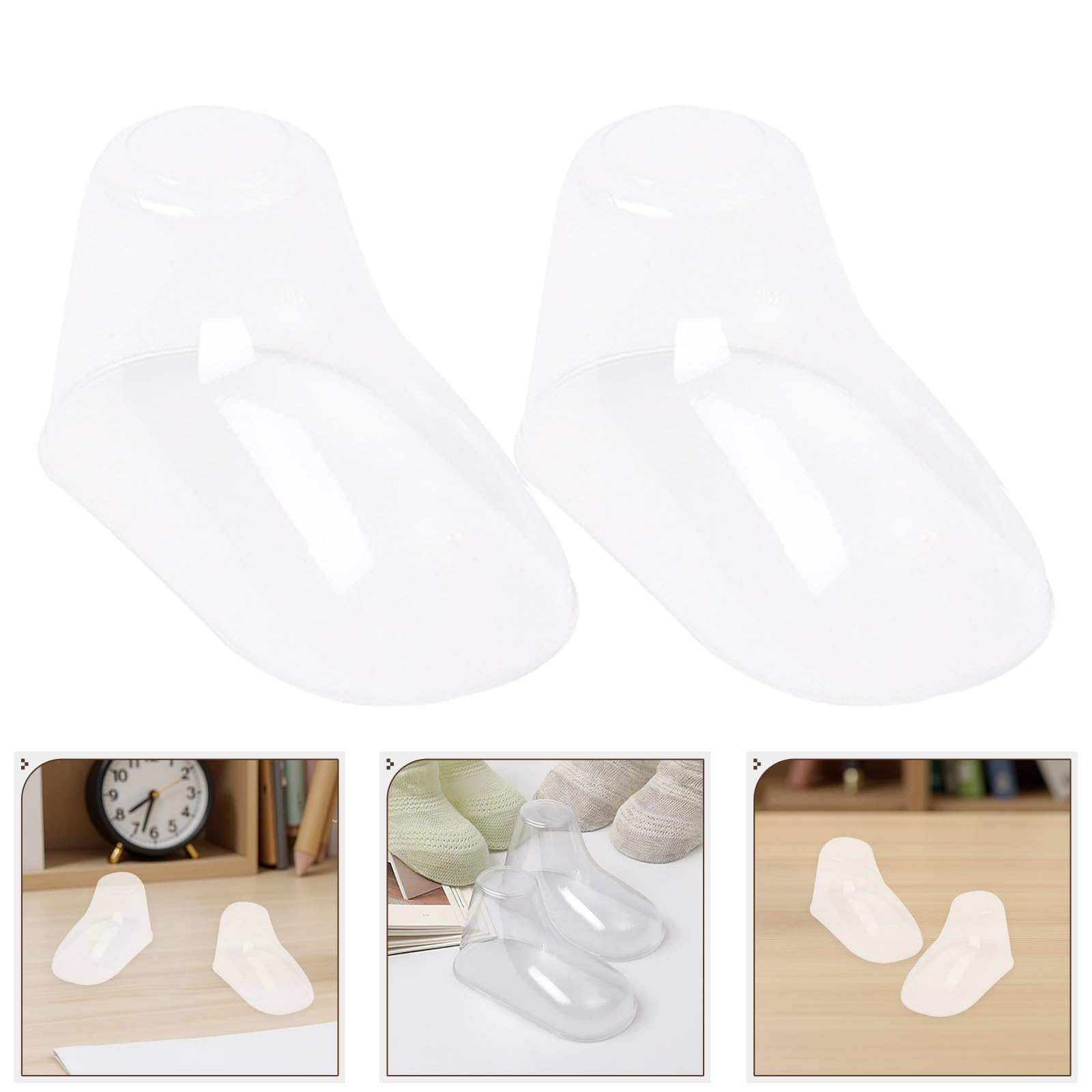 100 Stück Transparente Babyfüße aus Kunststoff Stabile Socken Schuhhalter Große Schuhform für Babysocken und Strickschuhe Langlebige und Praktische Displayständer