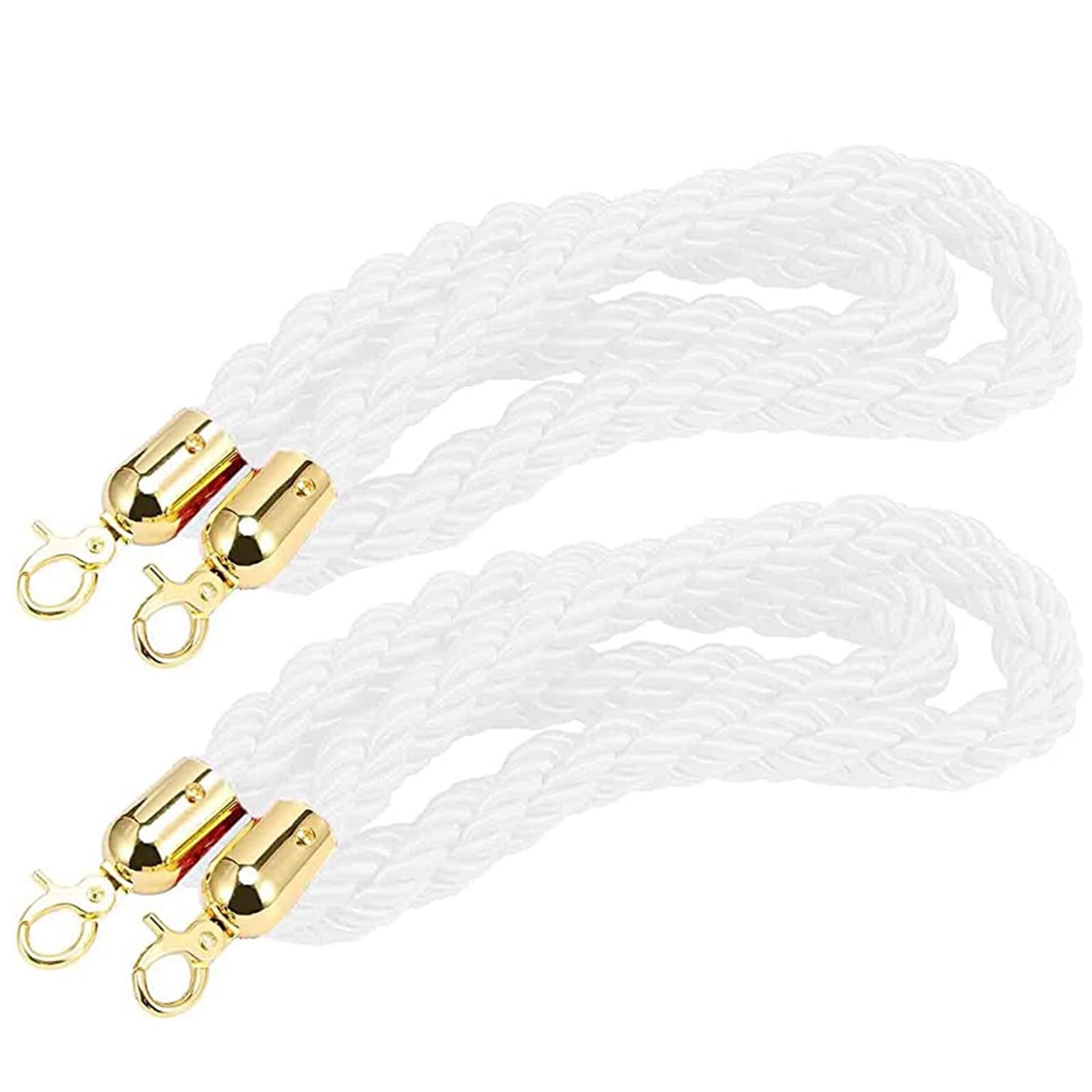 Zonshjdkr White Retractable Rope, Rope Barriers, Queue Barrier Ropes With Gold Hook, Rowd Control Stanchion 3/4/5/10Ft, Braided/Twisted Hemp For Divider, Line For Clubs Hotel Bank Hospital-||6Ft/185Cm