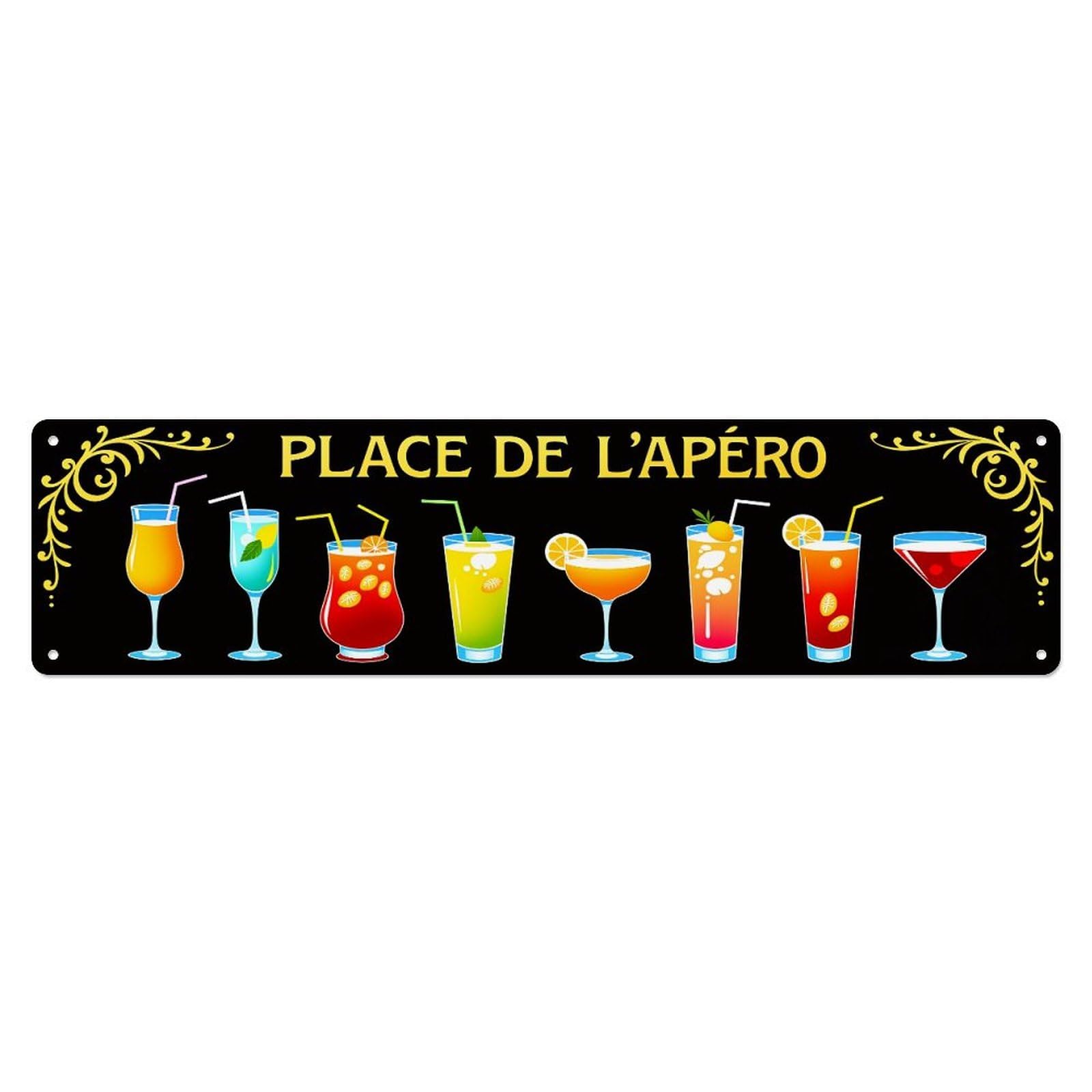 Cocktail Drinks Colorful Glass Pattern Vintage Tin Sign Retro Metal Wall Decor Metal Poster, Home Bar Garage Man Cave Cafe Indoor & Outdoor Decoration 4x16Inches