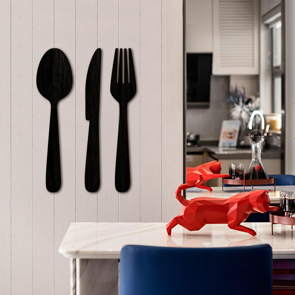 LIANDUN Decoración De Pared De Madera Cubiertos Decorativos De Pared De Madera Cuchara, Tenedor, Cuchillo, Decoración De Cocina Hecha A Mano, Decoración Para El Hogar(Color:C,Size:L)