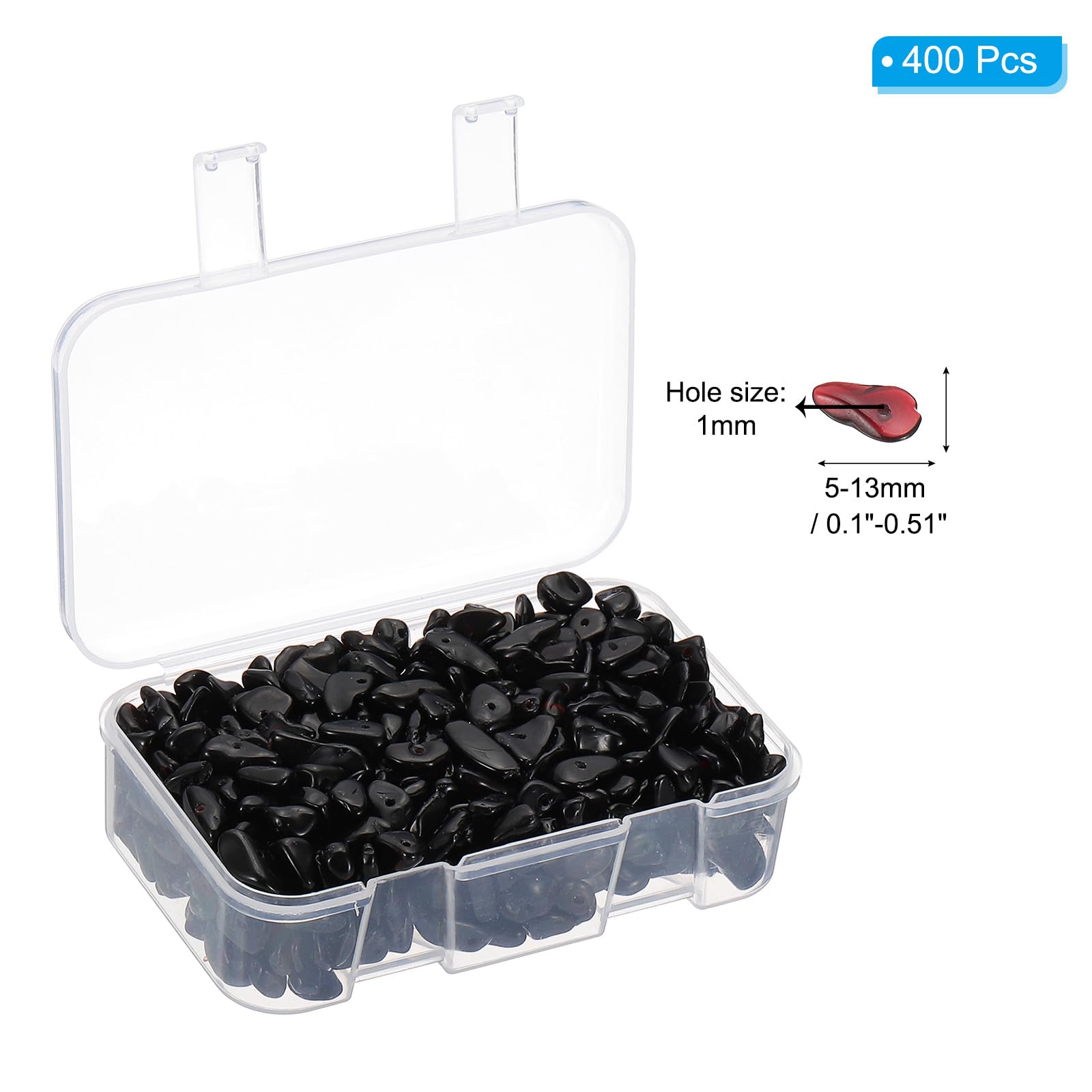 PATIKIL Chip Stone Natural Rock Beads Loose Gemstone Beads Drilled Strand for Jewelry Craft Making 400pcs, Black - Image 2