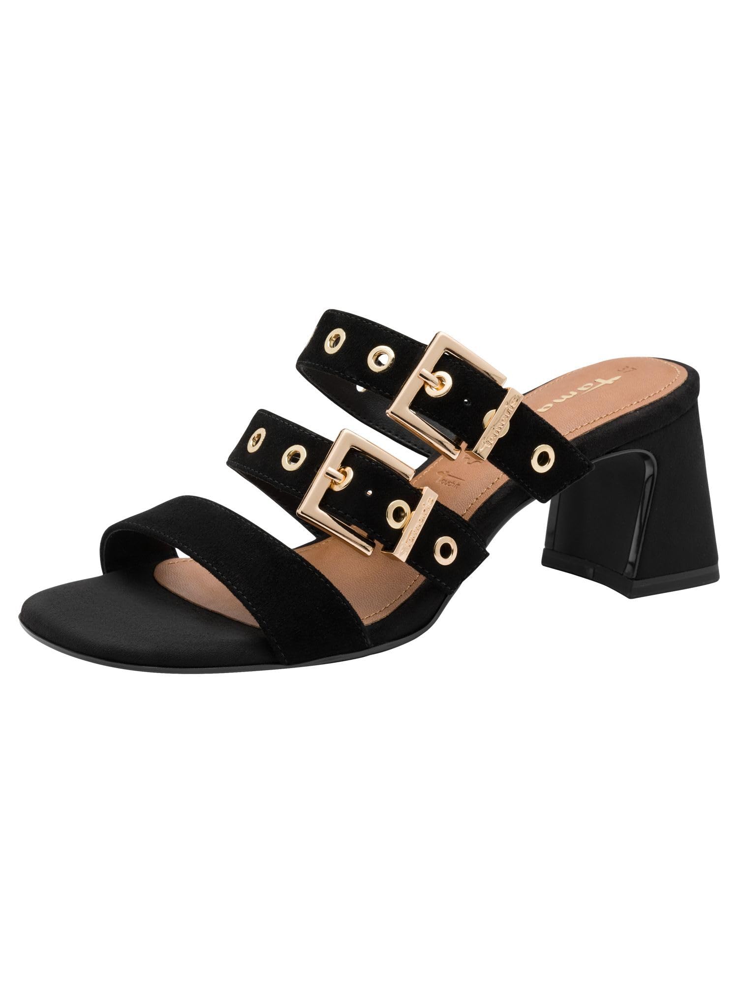 Tamaris Women's leather mule with block heel black 5.5 UK