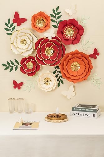 Miniatura 2 de MEJOY Flores de papel grandes 3D para decoración de pared, flores de papel gigantes, flores de papel grandes hechas a mano para fondo de boda,