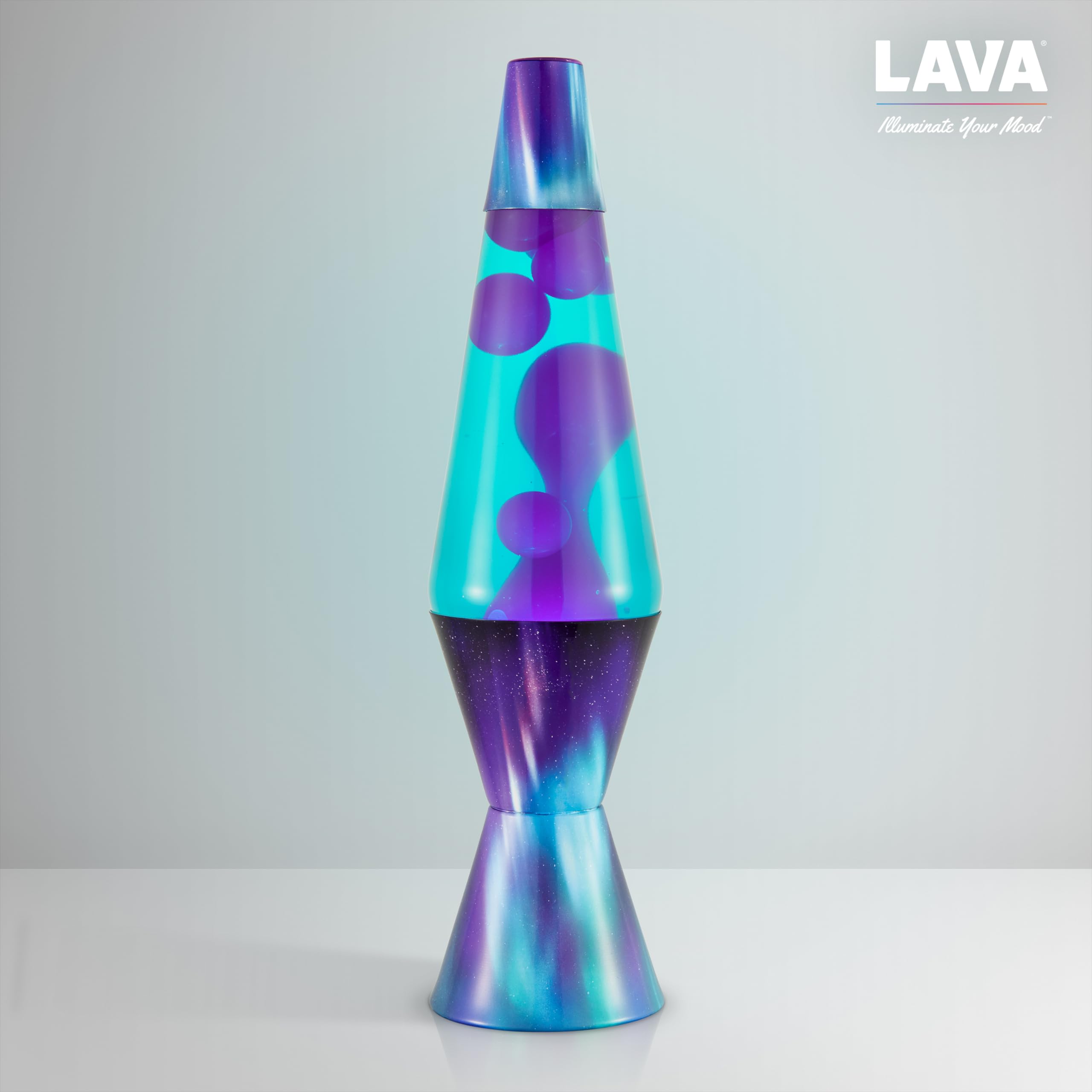 LAVA - Lampada Lava Aurora Borealis 2047, cera viola, liquido blu-verde, base decorativa e coperchio, originale 14,5 pollici lampada di movimento del marchio LAVA
