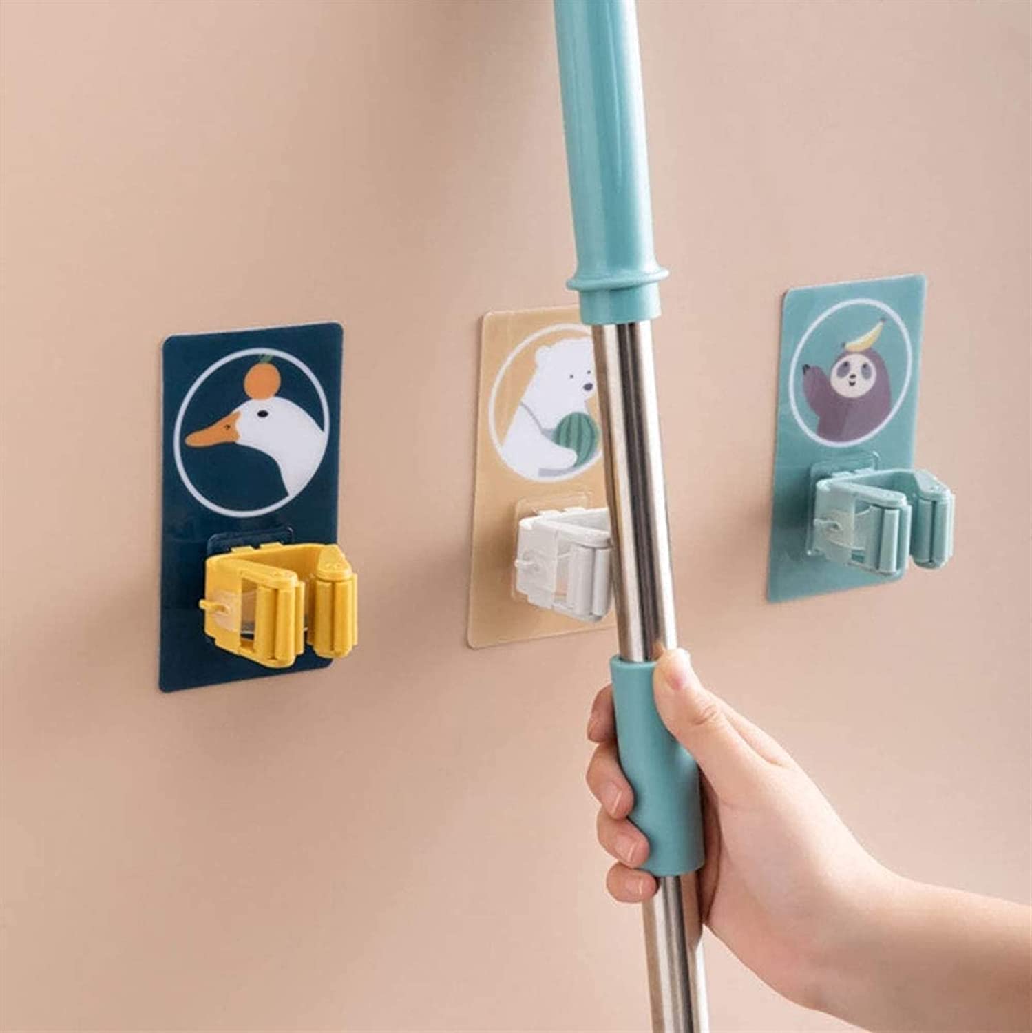 SEAHAVEN Wall Mounted Cartoon Sticker Mop and Broom Plastic Cartoon Sticker Mop Holder (2)-image-17