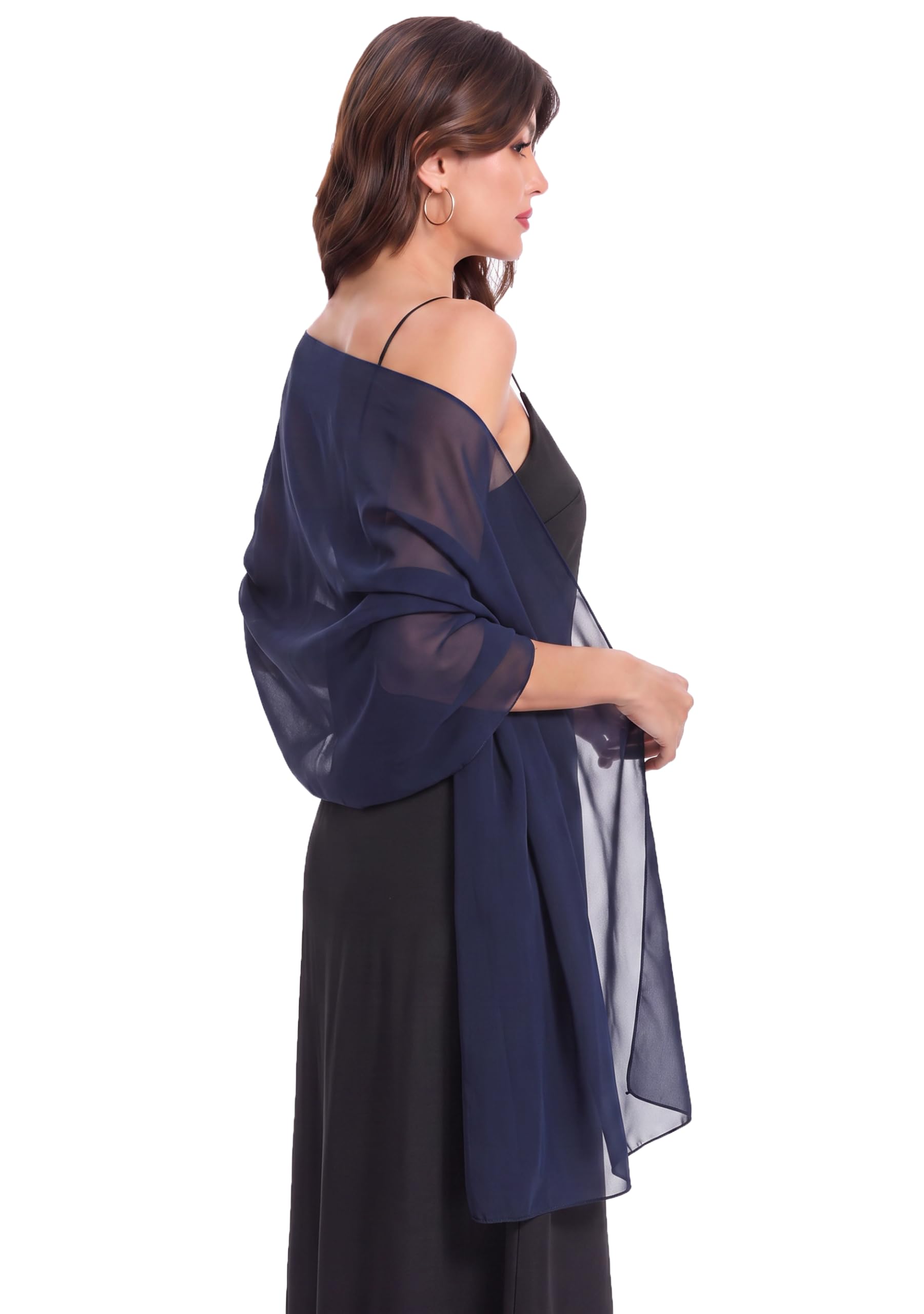 Chiffon Shawls Scarves Wraps for Bridal Wedding Party Evening Dress and Special Occasion Dresses (Navy, Length(79") Width(29")) 1