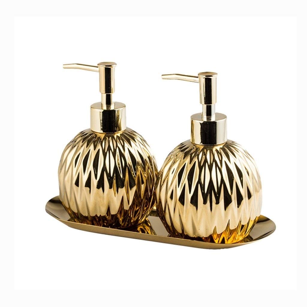 dispenser sapone/Dosatori per sapone liquido 2 Confezione dispenser di sapone in acciaio inox vassoio da bagno (400ml * 2), oro Erogatore del Sapone/Dispenser di Sapone (Color : Gold)
