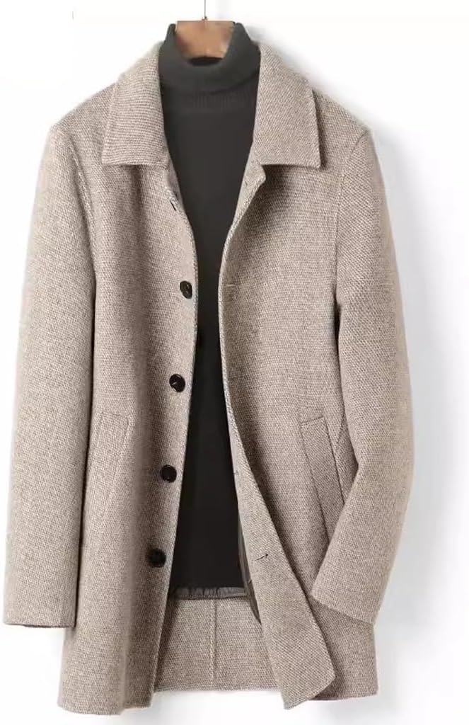 Double-sided coat men Winter, Thickened, Removable Lining, Lapels, Loose mid-length, no Cashmere