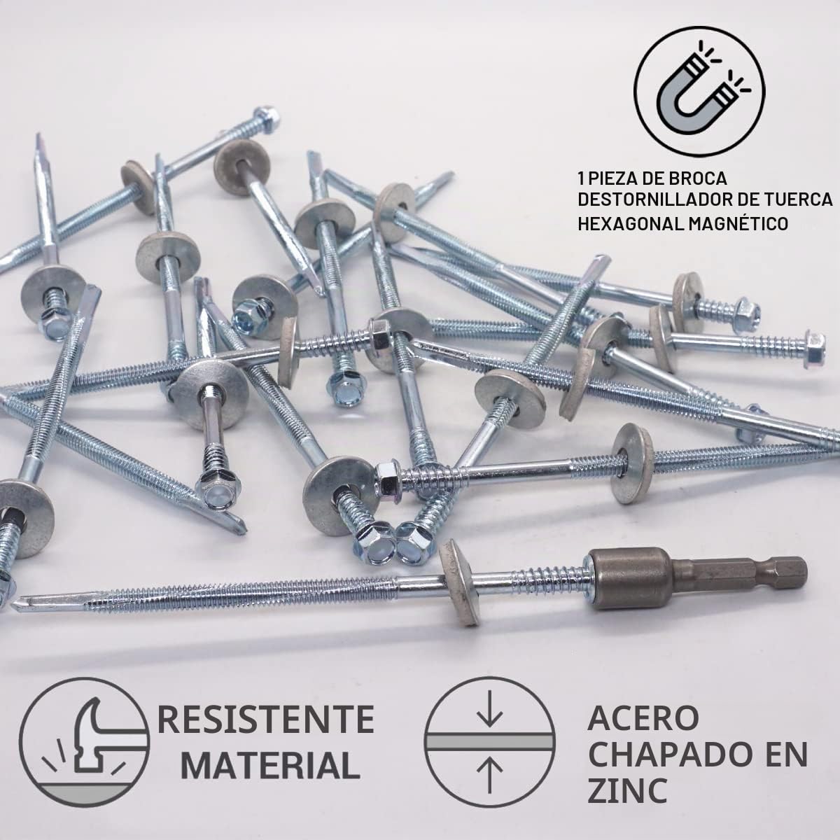 SKIR'CO Tornillos autoperforantes de 5,5 x 120 mm con arandelas EPDM para paneles sándwich, cabeza hexagonal (30 piezas)