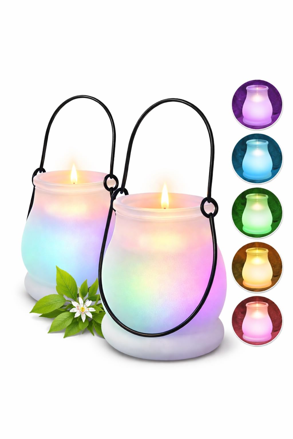 RSK Goods LED Color Changing Citronella Candles – Flameless Real Wax Glass Candle Lights for Outdoor Garden, Patio, Camping – Multi-Color Decorative Lantern (1 Pack)