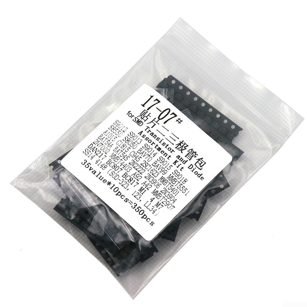Kit di 350 transistor e diodi per SMD con 35 valori assortiti per l'uso in vari sistemi elettronici e riparazioni