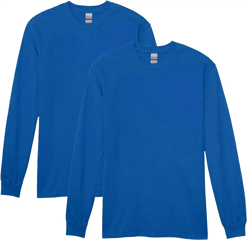 Gildan Adult Heavy Cotton Long Sleeve T-Shirt, Style G5400, 2-Pack OEKO-TEX STANDARD 100