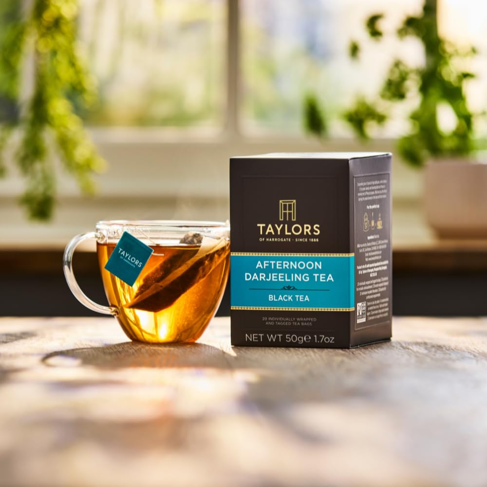 Taylors of Harrogate Afternoon Darjeeling Tea Delicate & Refreshing Black Tea / Té Nero del Pomeriggio Delicato & Rinfrescante - 1 x 20 Individually Wrapped and Tagged Tea Bags (50 Gram)