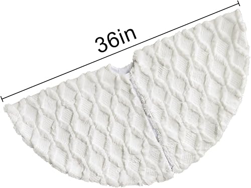 Miniatura 3 de Faldón de árbol de Navidad de piel sintética 36 pulgadas, falda de árbol de Navidad de piel sintética de felpa blanca con patrón texturizado de