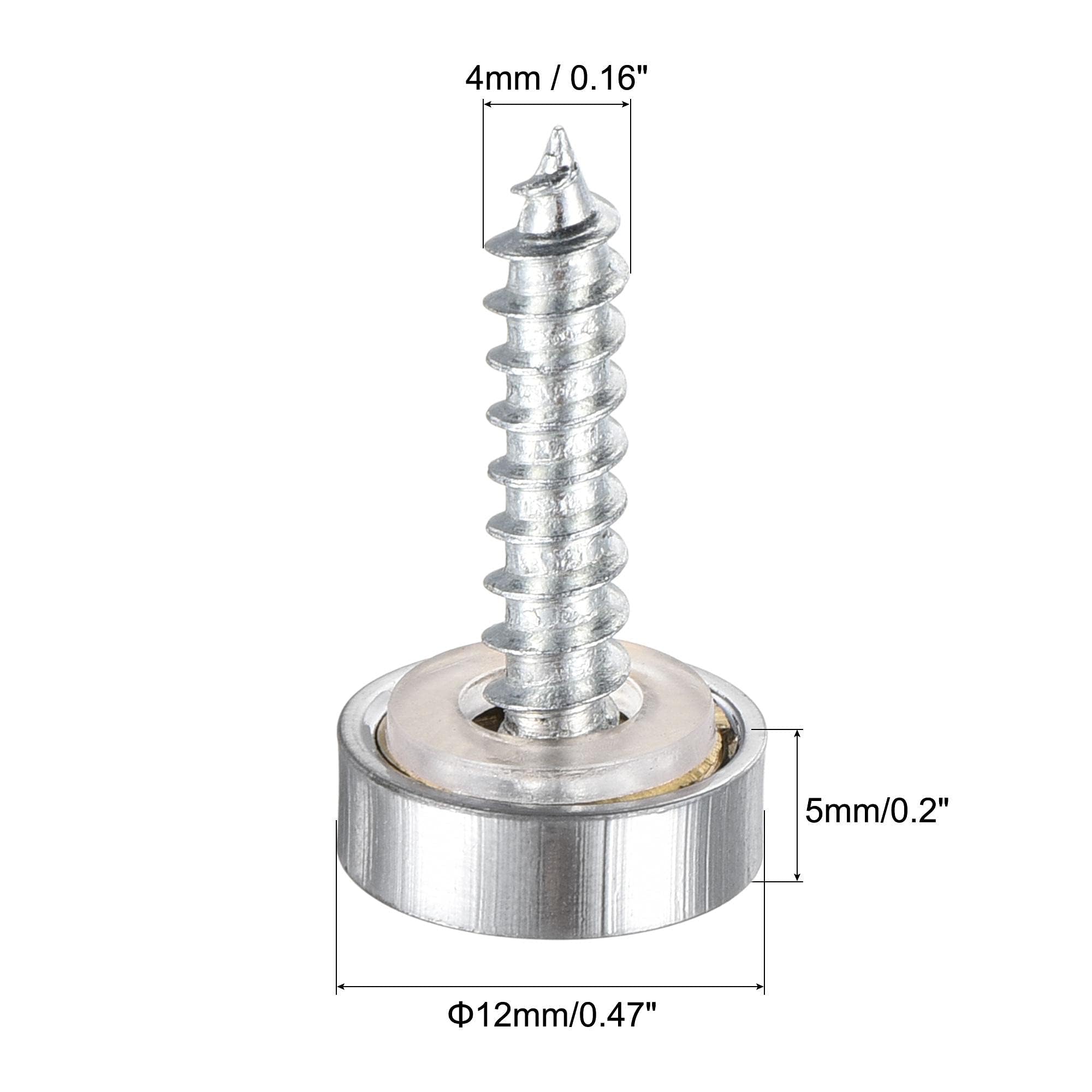 TOP-VIGOR 8Pcs Mirror Screws, 12mm brass Mirror Screws Cap Nail with Washers - Image 2