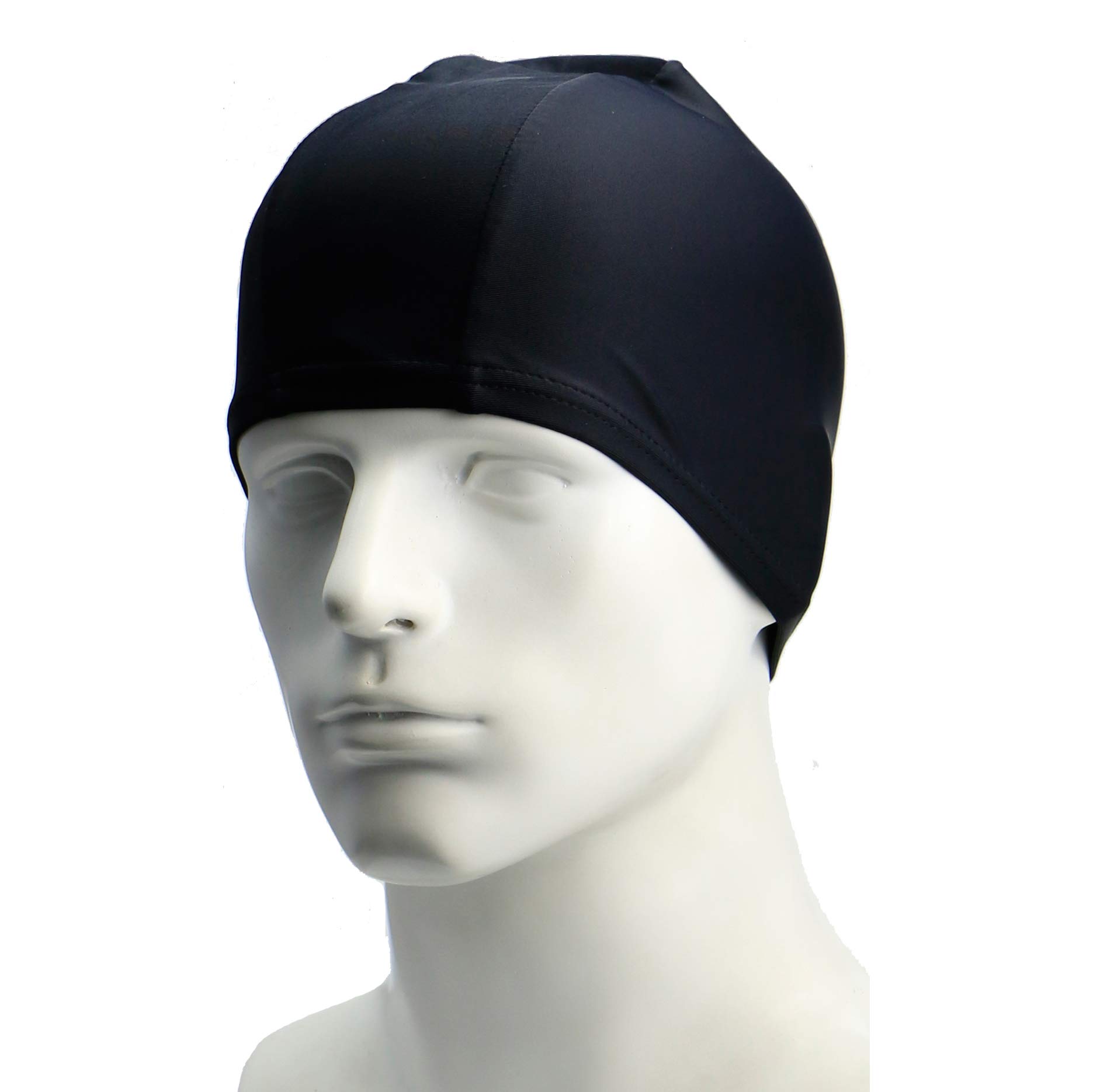 2 Pack Spandex Swimming caps High Elasticity Fabric Adult Junior Kids childen One Size Swim hat (Black, Adult)