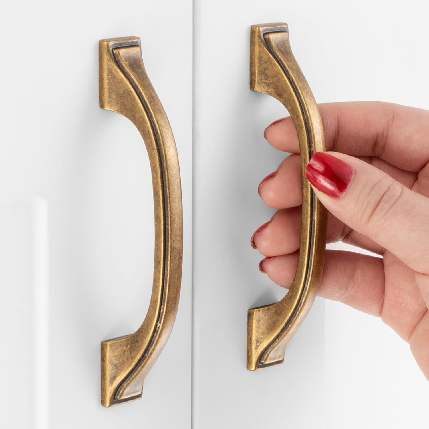 10 Pack 3 Inch Antique Brass Cabinet Pulls Vintage Brass Cabinet Handles Brass Kitchen Hardware for Cabinets Drawer Dresser ZP2409 Cupboard Bedroom Closet Bathroom Vanity 3" Hole Centers-10 Pcs Classic Antique Brass