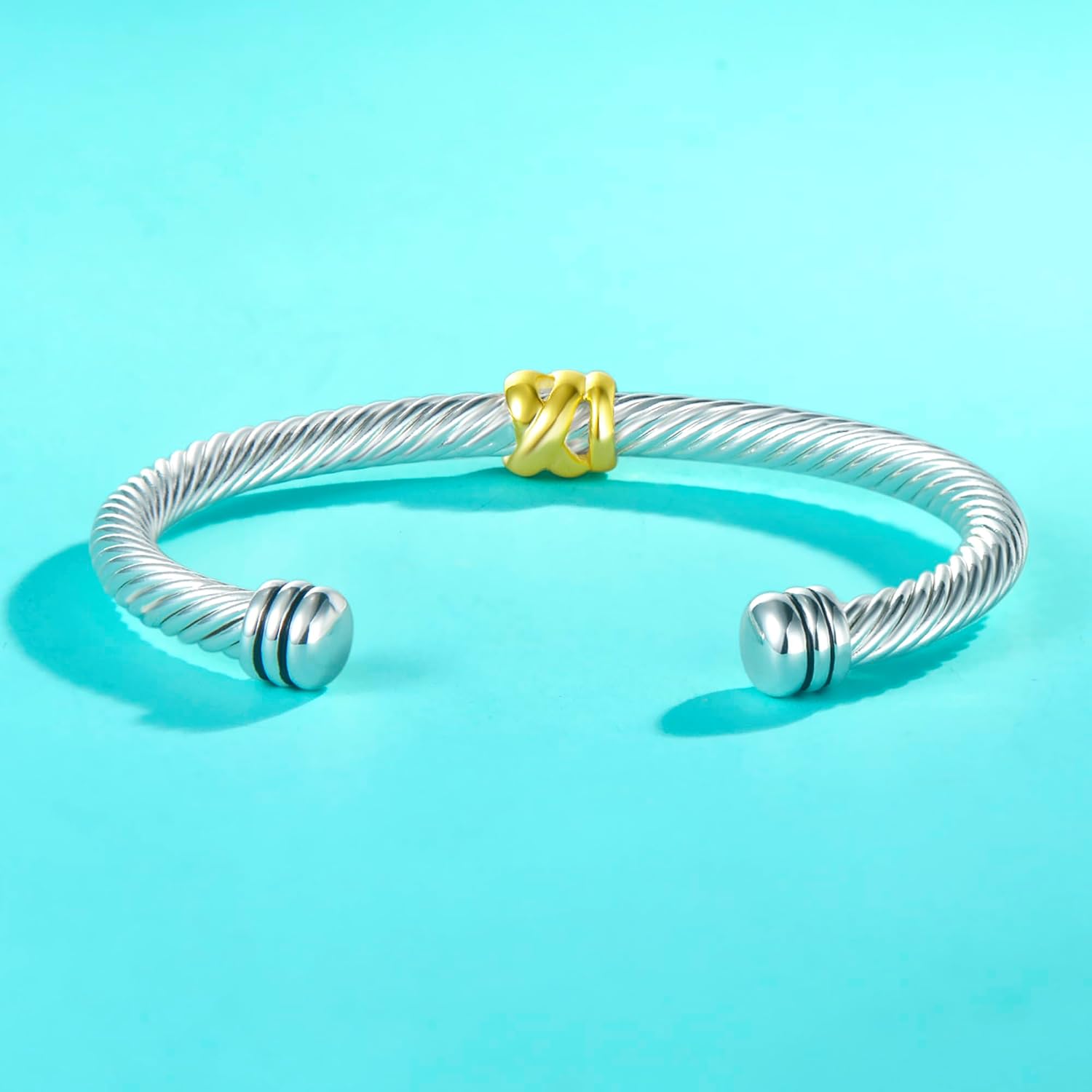 UNY Jewel Bracelet Designer Brand Inspired Women Jewelry 4.5mm Thin Twisted Cable Wire Bangle Gem Stone Christmas Day Gift image 3
