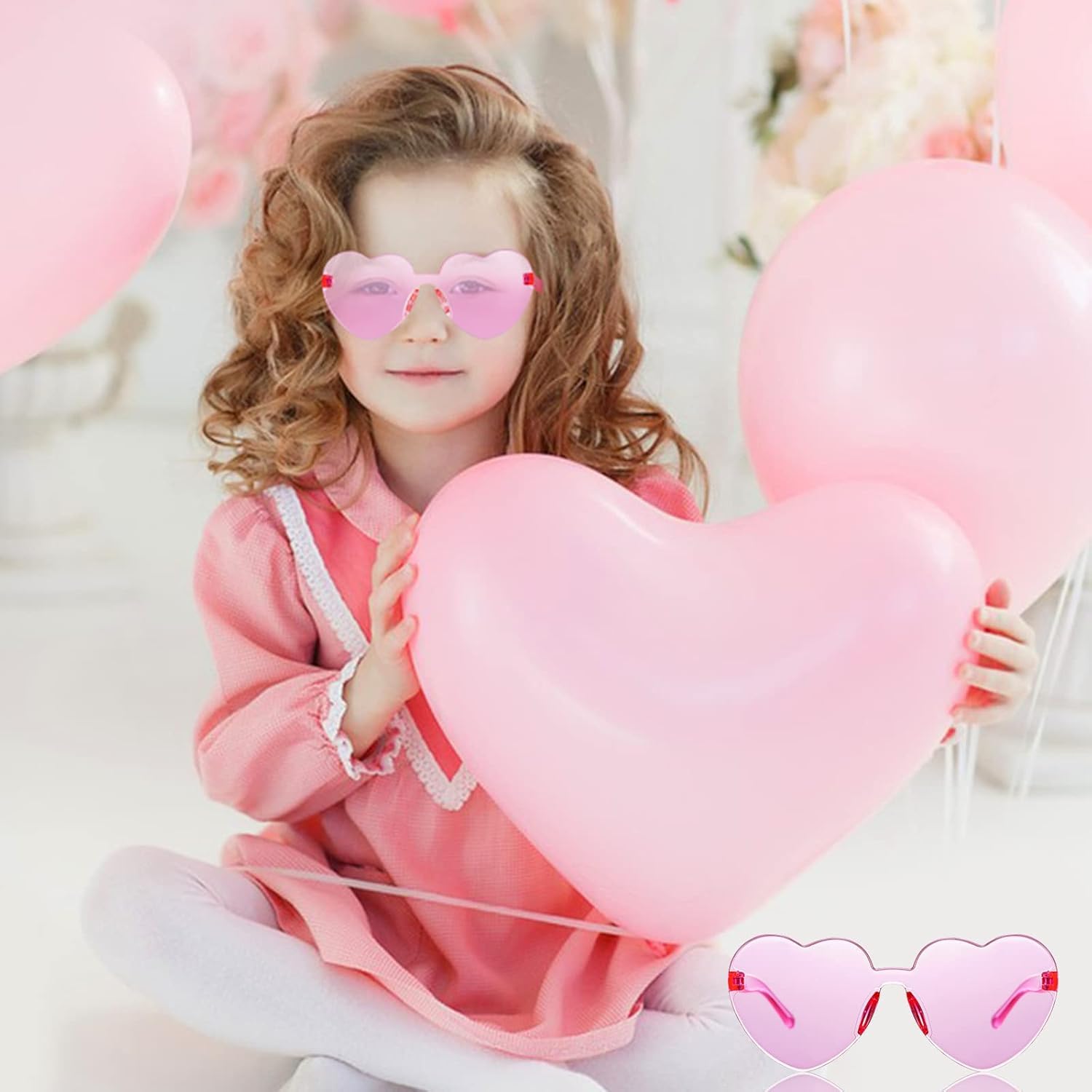 Lentes Solares Lentes De Corazon Rosas Gafas De Sol En Forma De - Main Image