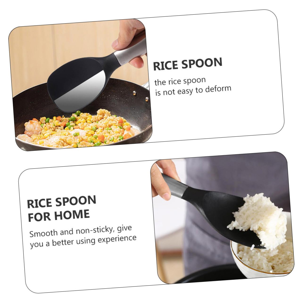 OUNONA 1Pc Stainless Steel Rice Spoon with Hanging Hole Easy to Store Kitchen Utensil Comfortable Handle for Home Restaurant Hotel Dining Use and Easy to Clean