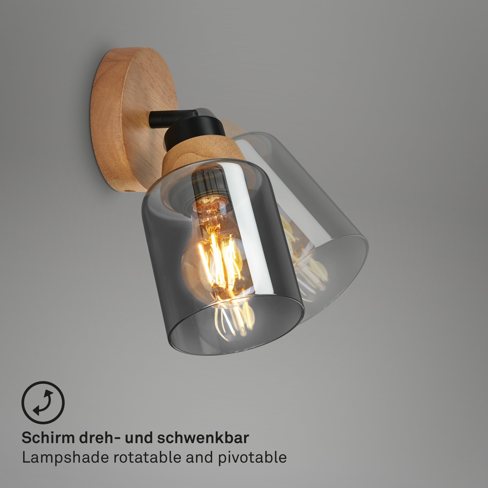 BRILONER - Lampa do czytania, lampa wewnętrzna, lampa, lampa wewnętrzna, obrotowa, lampa do salonu, czarna