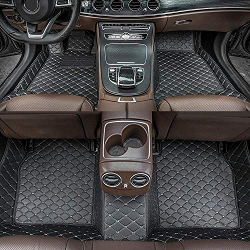 Tapis De Sol pour Toyota Auris Hybrid 2018 Tapis De Voiture Couverture Complète Protection Tapis De Sol Antidérapants-Tapis en Cuir (Noir Beige)