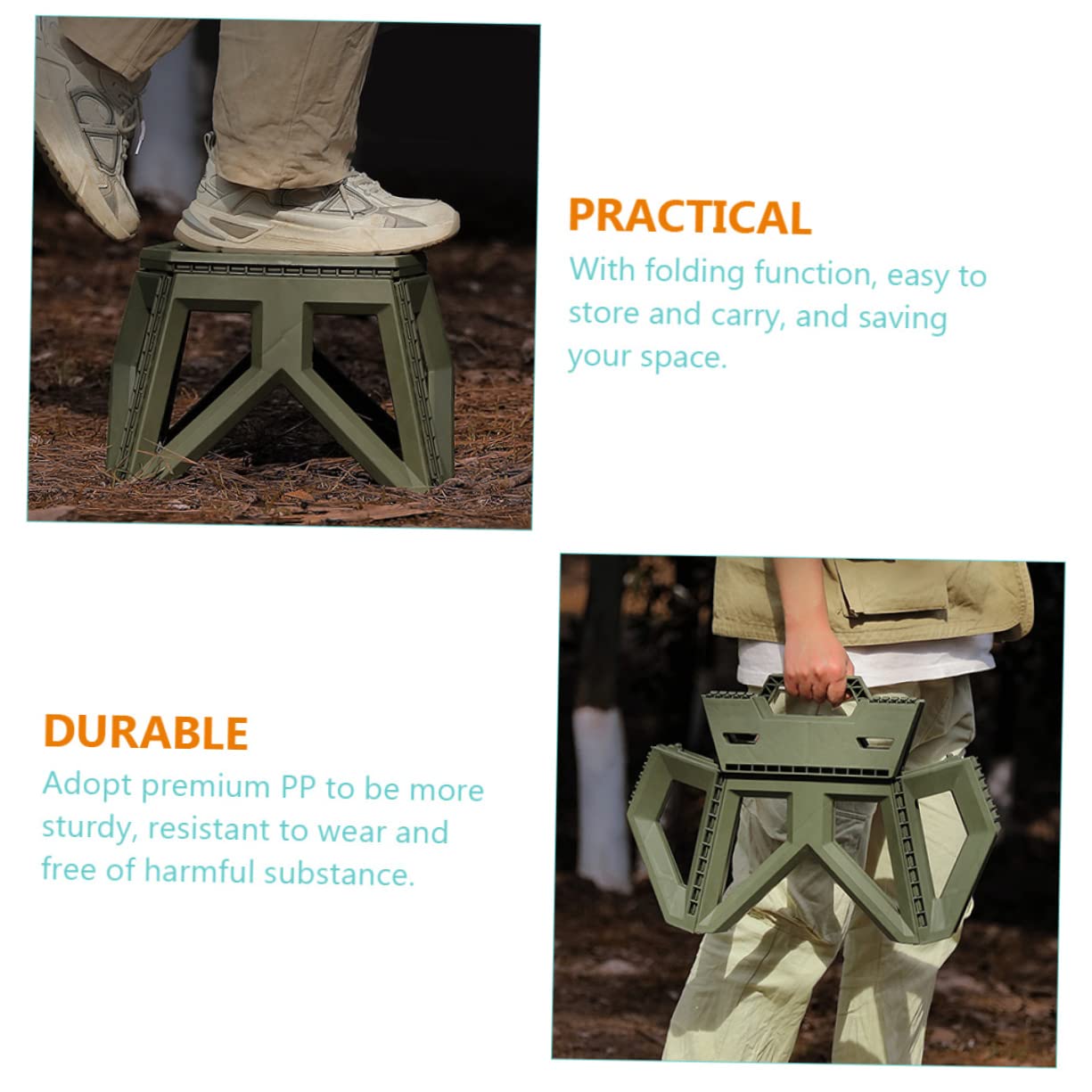 Happyyami Portable Folding Stool for Camping and Fishing Ergonomic Lightweight Plastic Stool Easy to Carry Multi Functional for Outdoor Activities and Home Use Load