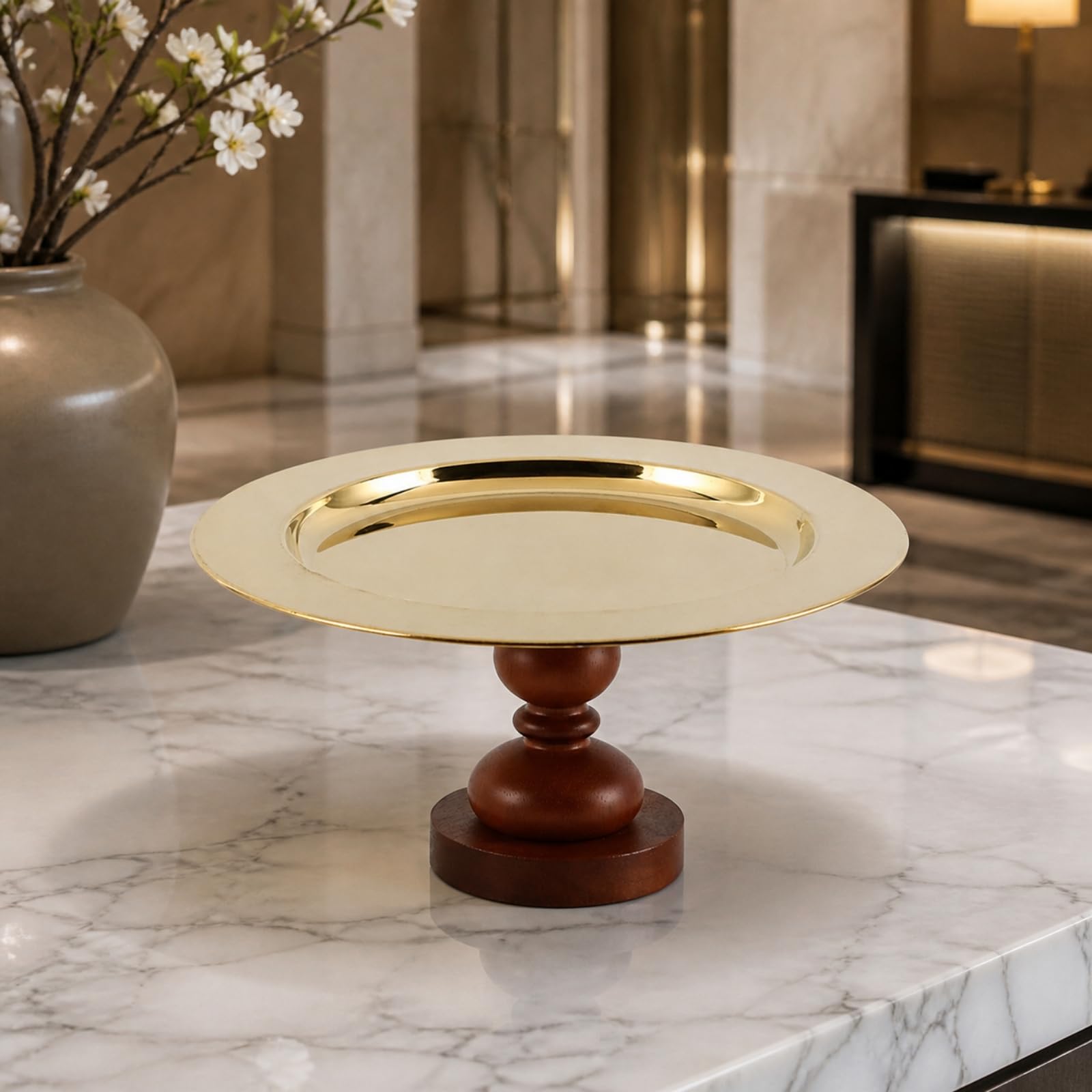 Alzatina con Base in Legno Decorativo