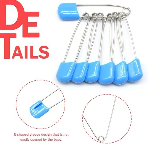 Miniatura 3 de Hocansen 50 pasadores de seguridad para pañales, pasadores de tela de acero inoxidable, pasadores de plástico con cierres de bloqueo, 2.2 pulgadas