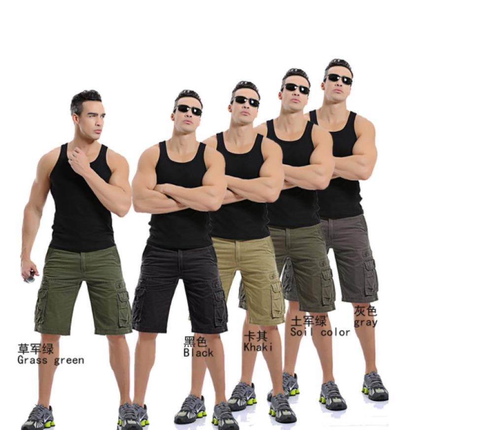 Pantalones Cortos De Trabajo Verano Ejército Verde Algodón Holgado Multibolsillos Homme Pantalones Bermudas Casuales