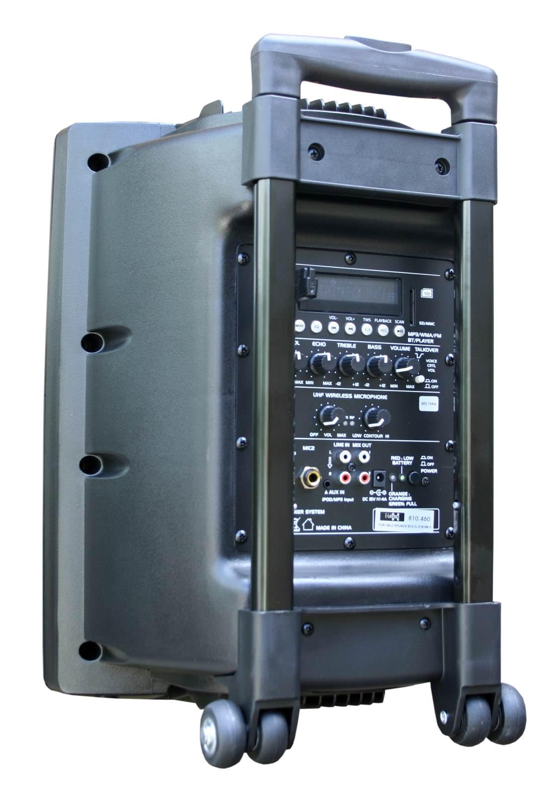 E-Lektron EL25-M MK-III Mobile PA Sound Anlage Partybox Bluetooth Lautsprecher Groß Akku-MP3-USB-SD FM-Radio inkl. 1 UHF Funkmikrofon und Fernbedienung Soundsystem - Mobile Musikbox