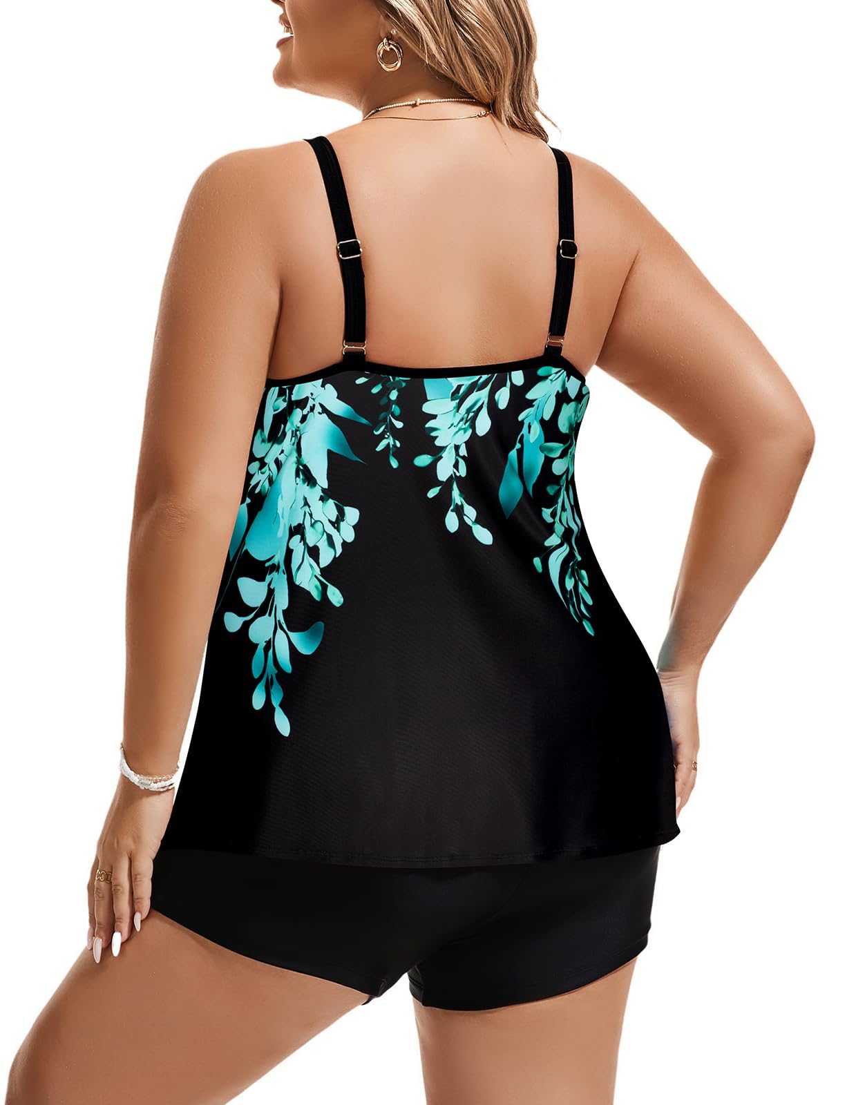 Hanna Nikole Damski strój kąpielowy z kontrolą brzucha plus size dwuczęściowy strój kąpielowy z wysokim stanem stroje kąpielowe linia A topy kąpielowe