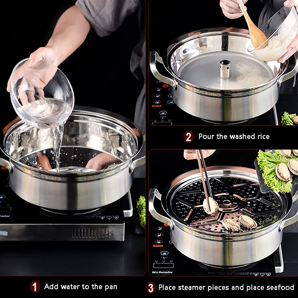 Olla arrocera de Acero inoxidable 304 para cocinar al Vapor o Caldo, olla espesadora doméstica (30/32/34 cm) para cocina de Gas o de inducción (30 cm)