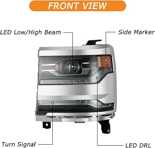 Miniatura 2 de Conjunto de faros delanteros LED completo para Chevy Silverado 1500 2016-2019, con LED DRL, con bombillas, lado del pasajero, repuesto 84893095