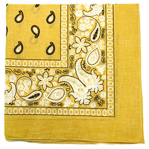 Paisley One Dozen Cowboy Bandanas (Beige, 22 X 22 in)