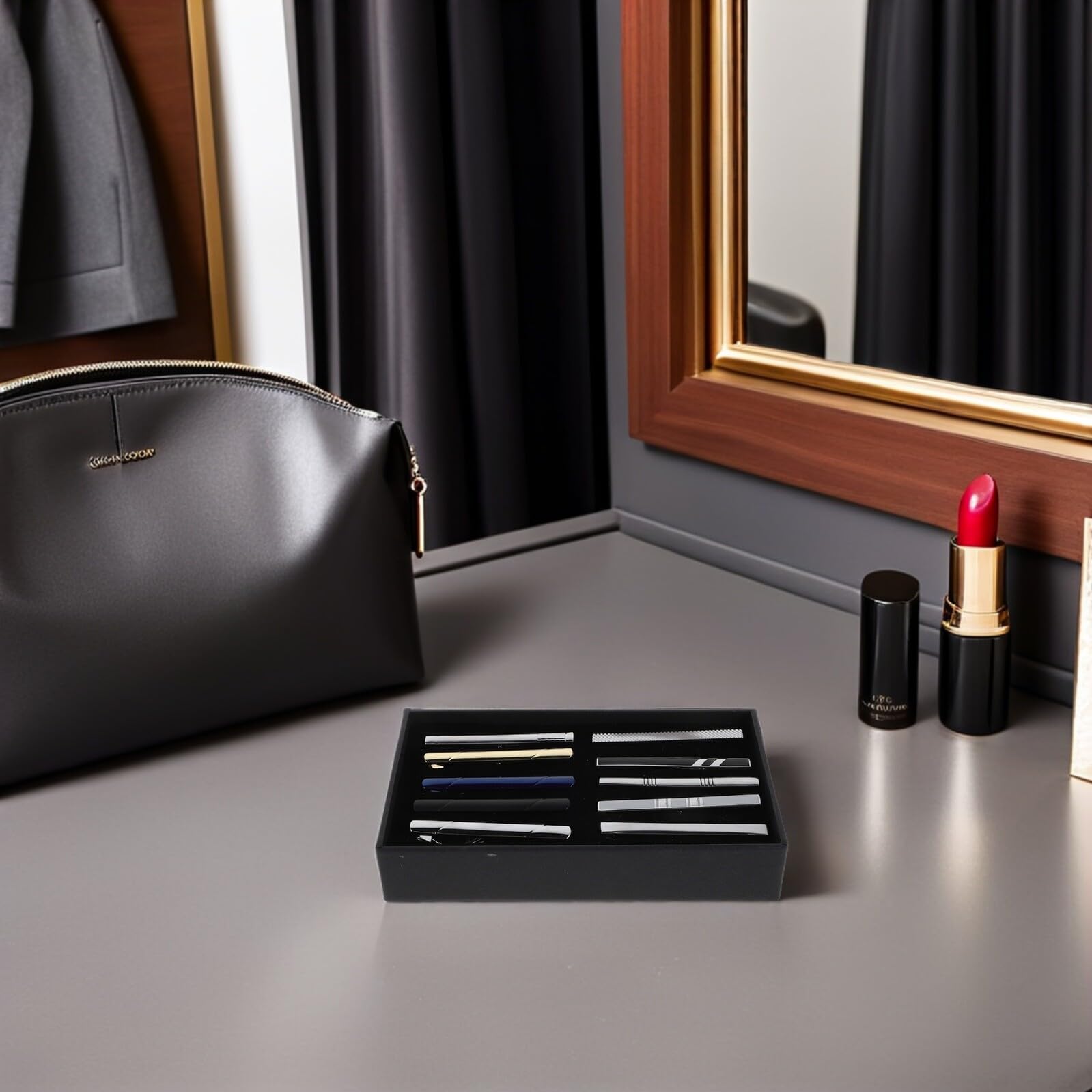 Holibanna 10 Unidades Set Elegante de Pinzas para Corbata de Cobre Color Plata con Caja, Adecuado para Ocasiones de Negocios y Regalos Personalizados para Papá y Padrinos