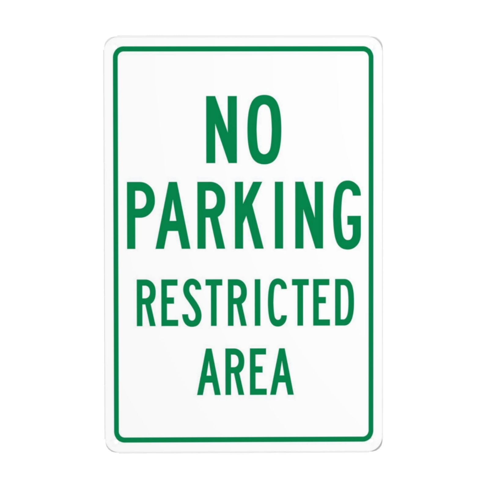 SMAZDFXX No Parking Restricted Area Green Metal Warning Signs, Cautions Security Tin Sign, Safety Posted Signs for Street Business Wall Decor 12"x16"