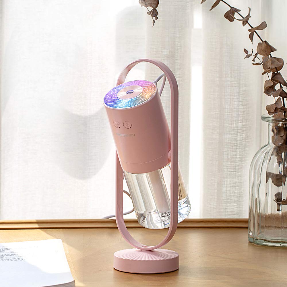 Mini humidificador portátil, 200 ml, pequeño humidificador de vapor frío con luz nocturna, humidificador de escritorio personal USB para dormitorio de bebé, viaje, oficina, hogar-Dark blue