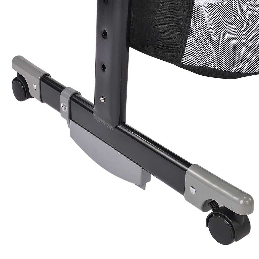 Lettino multifunzionale e box 4 in 1, per bambini fino a 45 kg di peso corporeo, Lettini convertibili Culla con Materasso, con materasso, cinghie di fissaggio,per Neonati e Bebe,92*58*70-90 cm-nero