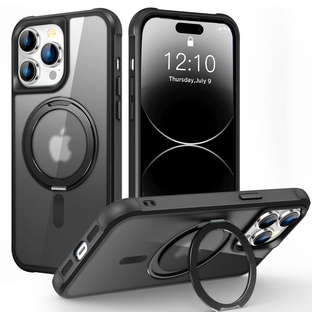 Compatible with iPhone 14 Pro Max Case with Stand 6.7",Black