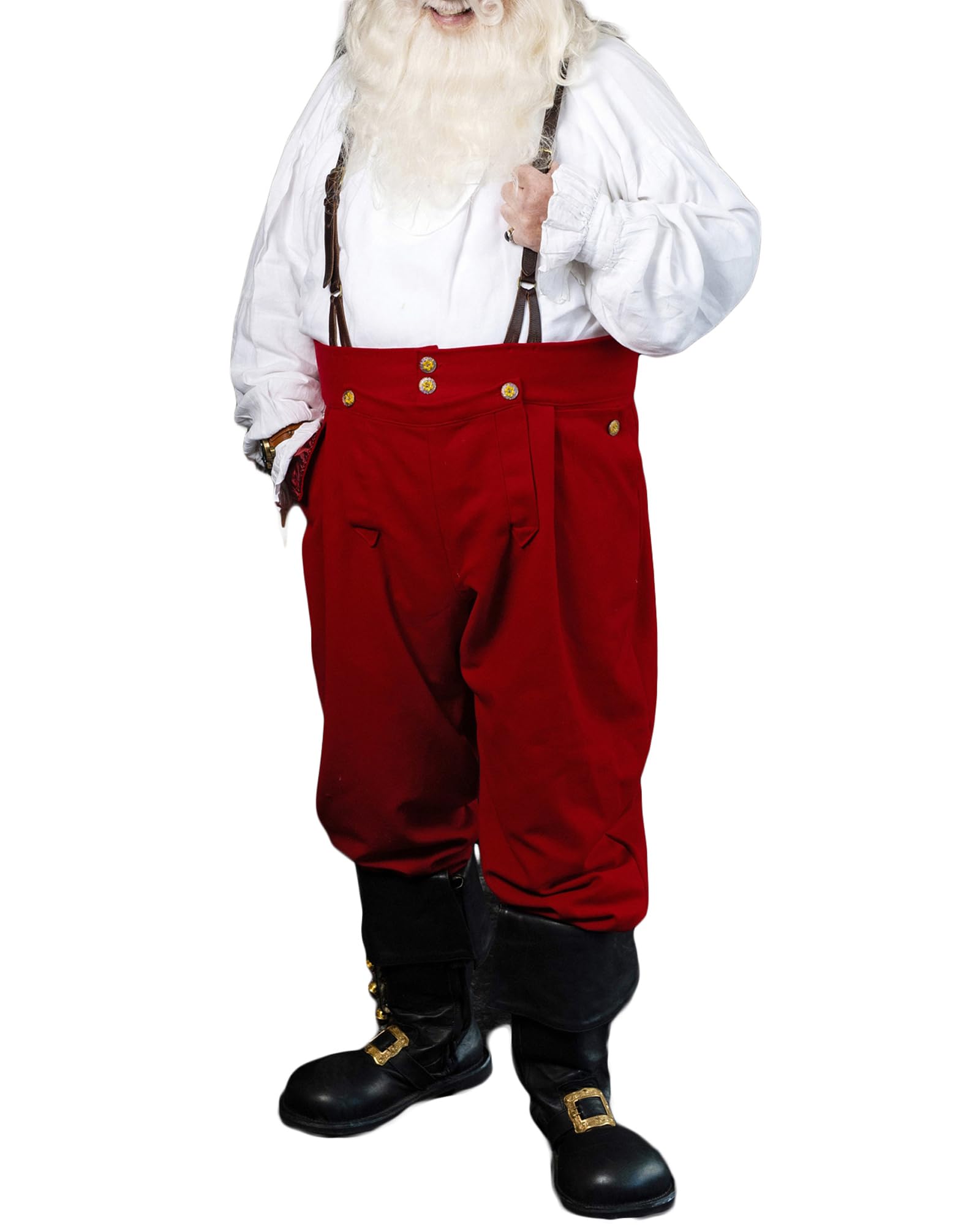 Cusghjbsg Men Christmas Santa Claus Costume Xmas Suspender Jumpsuit Festival Fancy Bib Pant Cosplay Dungarees Loose Fit Overalls Outfit (Red A, L)
