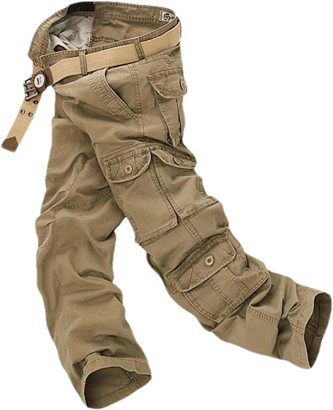 Cotton Men Cargo Pants Camouflage Work Multiple Pockets Overalls