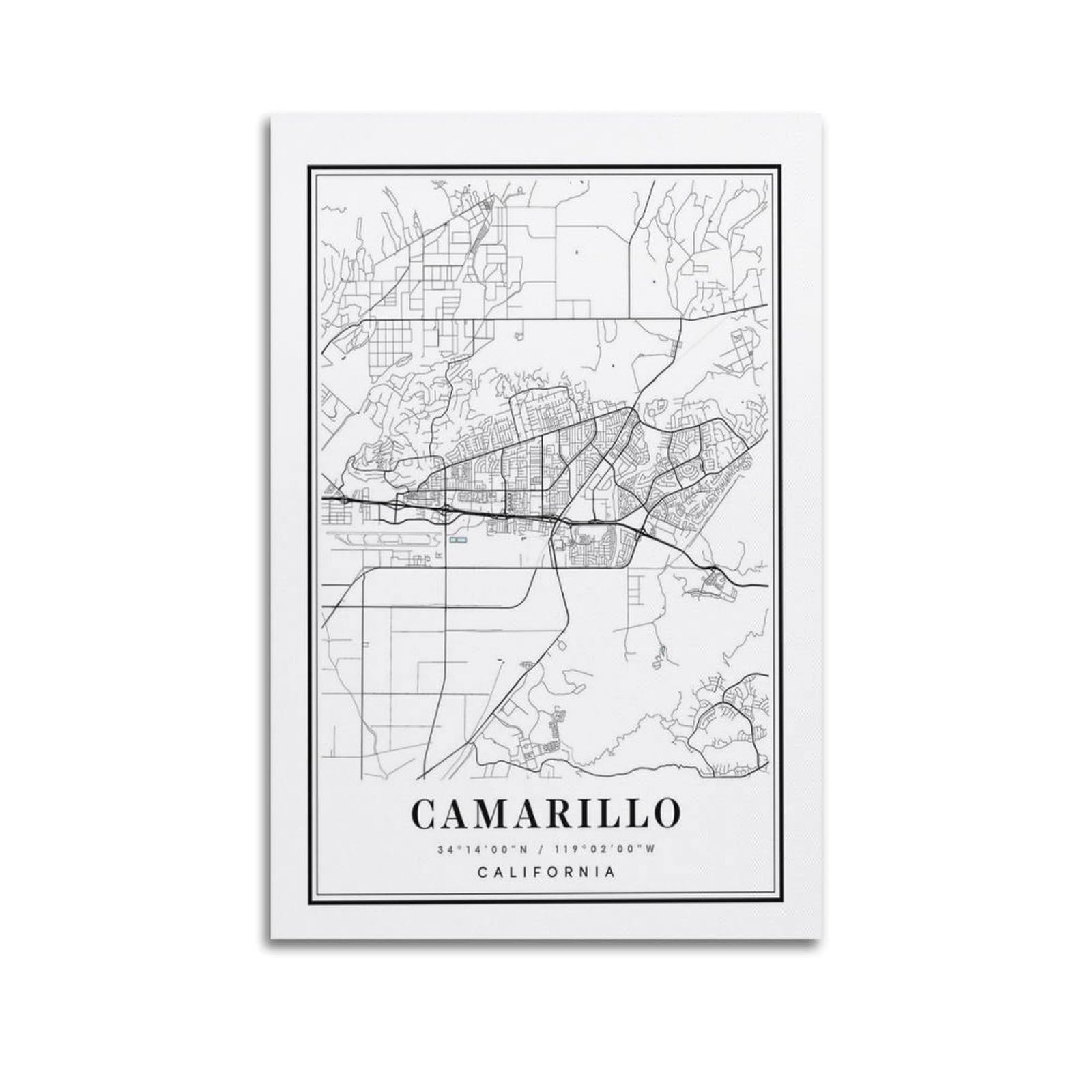 xiaoxiaoshen Camarillo California Map Canvas Poster Wall Art Prints Room Aesthetic Murals Bedroom And Living Decorations 20x30inch(50x75cm)