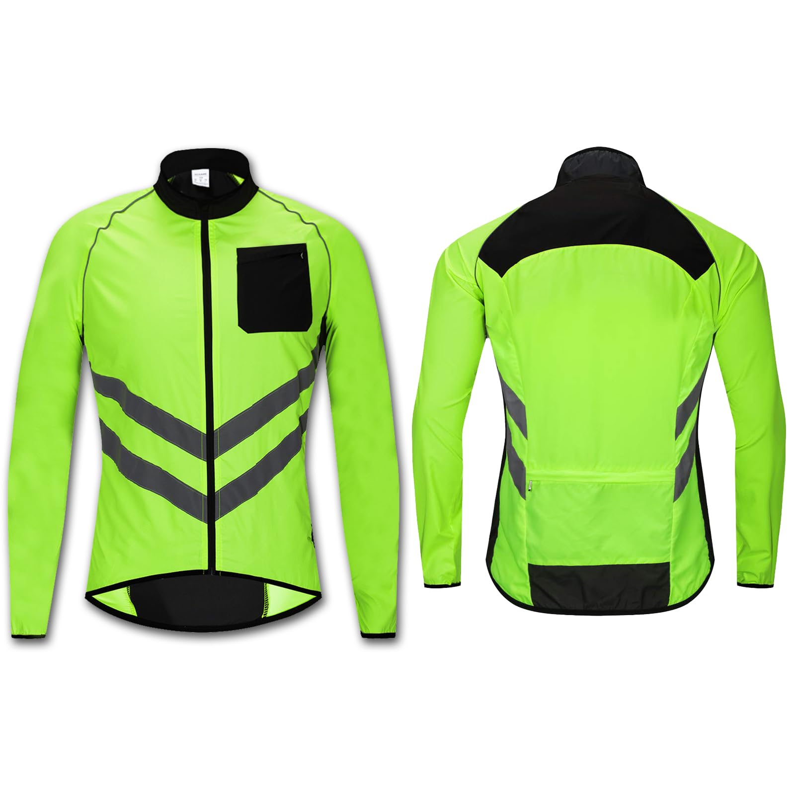 Chaqueta de ciclismo al aire libre Cuello alto Manga larga Protección solar Jersey para correr Cortavientos para ciclismo ligero y transpirable MTB Abrigo a prueba de viento Abrigo,Green-EU XL