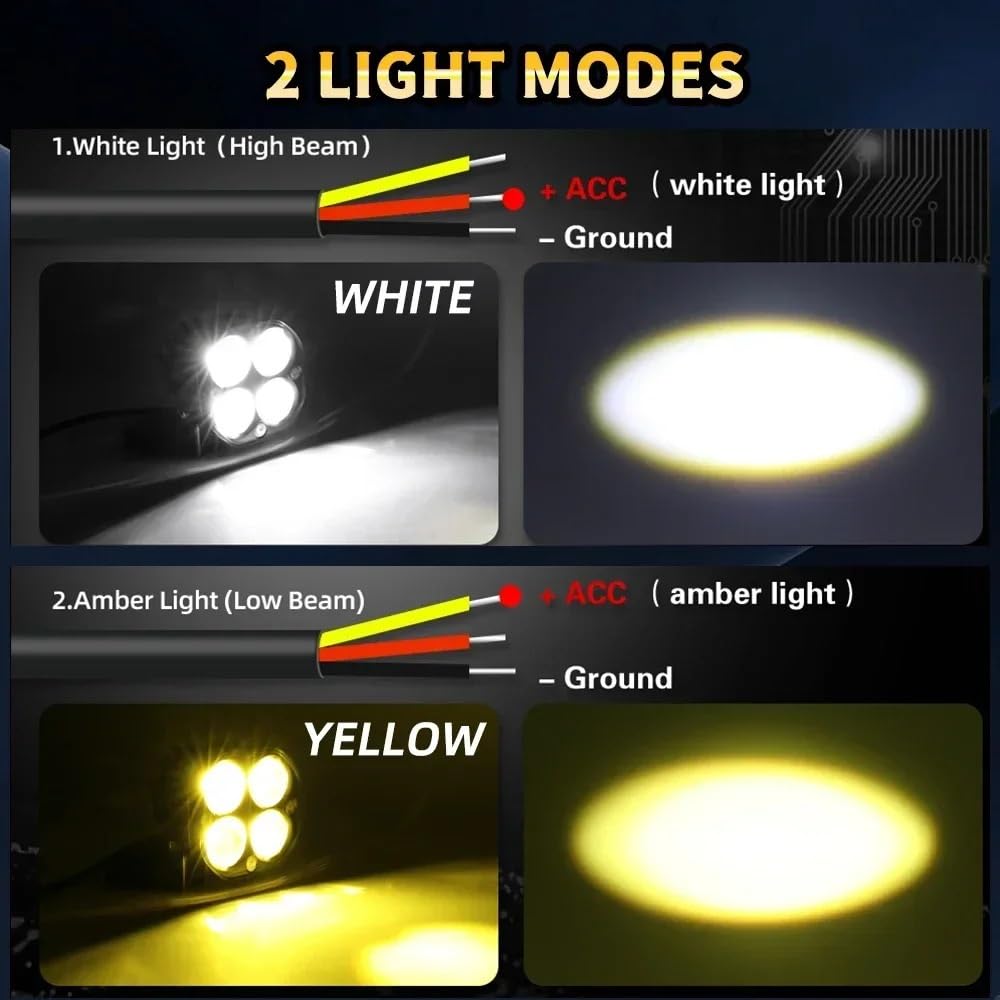 KWEZ Faro Compatible Faros Luces antiniebla auxiliares para moto | El camión ligero de la motocicleta llevó la linterna de las señales de vuelta de los proyectores 30000LM 200W(P4 2 PCS Light)