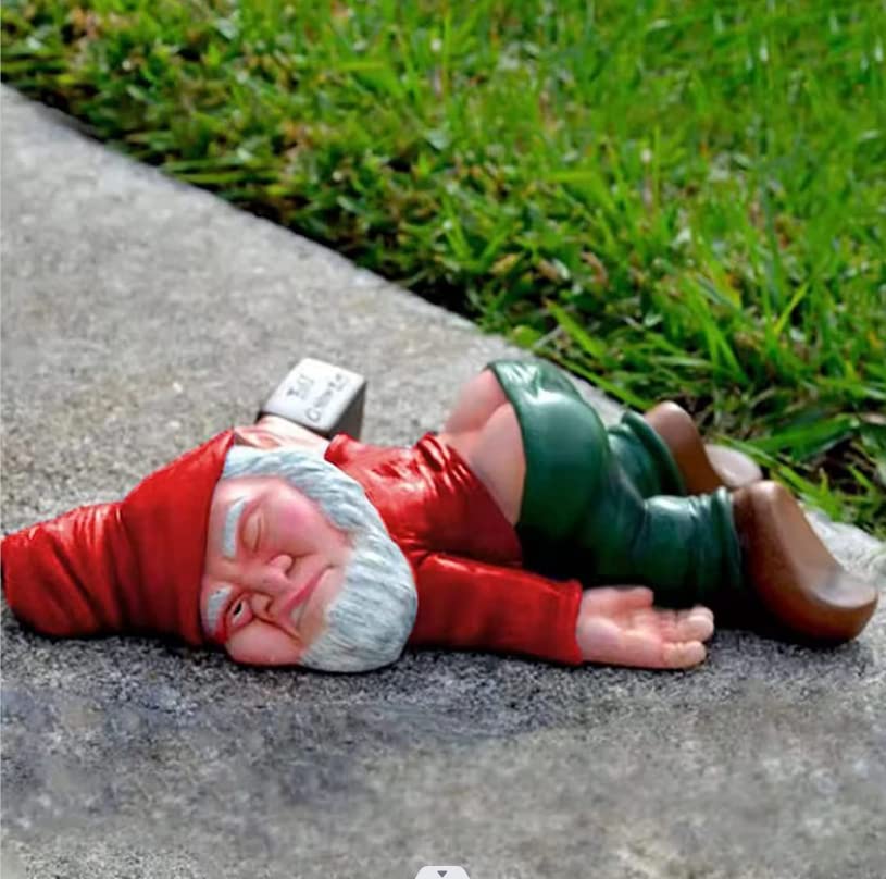 Garden Ornament -Funny Drunk Dwarf Garden Gnome Statues, Drunk Gnome Creative Garden Statues Decoration